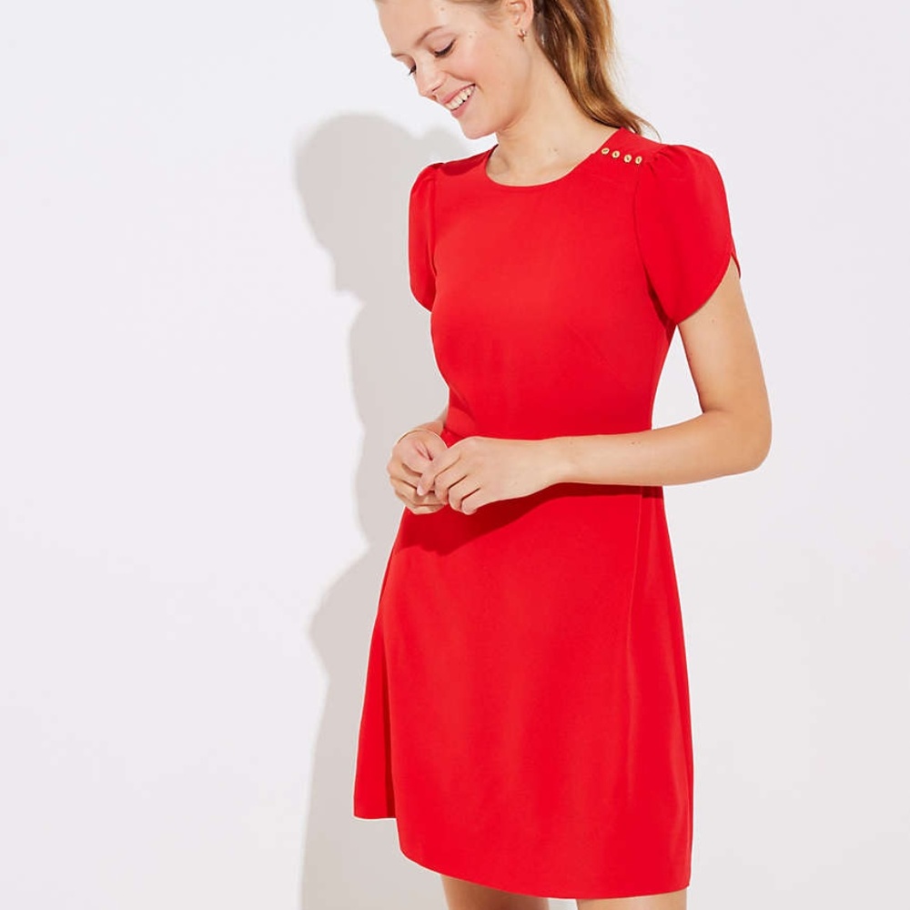 NWT LOFT Women's Tall Shoulder Button Flare Dress